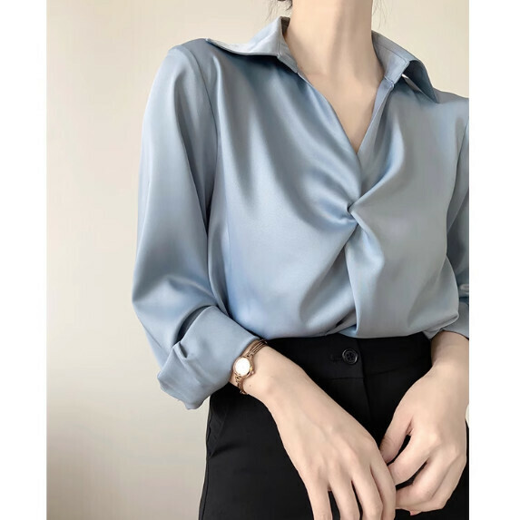 Long Sleeve Shirt Women's Early Spring (Blue [S_XL size] (contact customer service to confirm the shipping size after placing an order)】