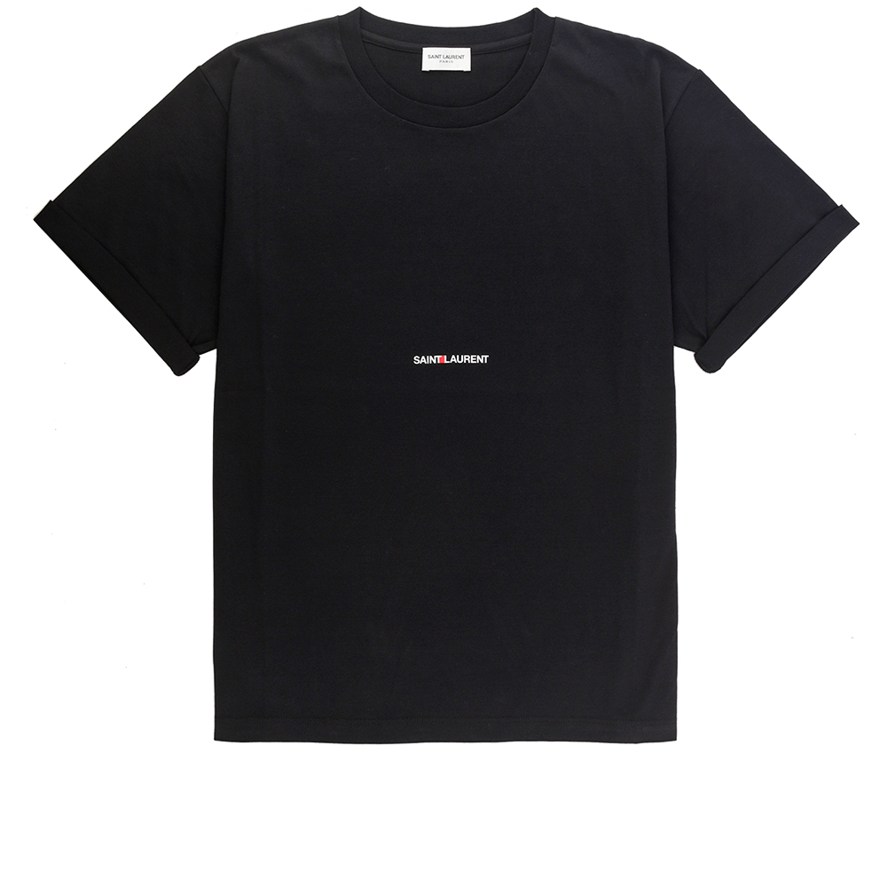 【YSL/Saint Laurent Paris】Logo 標誌棉質左岸T-Shirt(短袖)(黑色) XS/S/M/L 460876 YB2DQ 1000