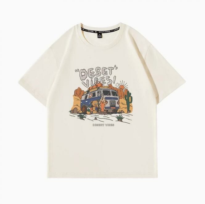 Summer Short Sleeve T-Shirt Top (Beige Desert Vibe S-2XL Size) (Contact customer service to confirm shipping size after placing an order)】