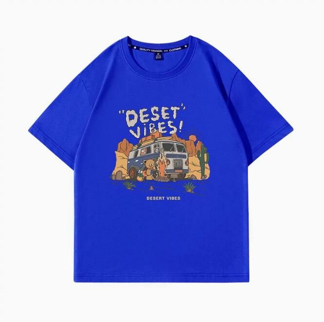 Summer Short Sleeve T-Shirt Top (Royal Blue Desert Vibe S-2XL) (Contact customer service to confirm the shipping size after placing an order)】