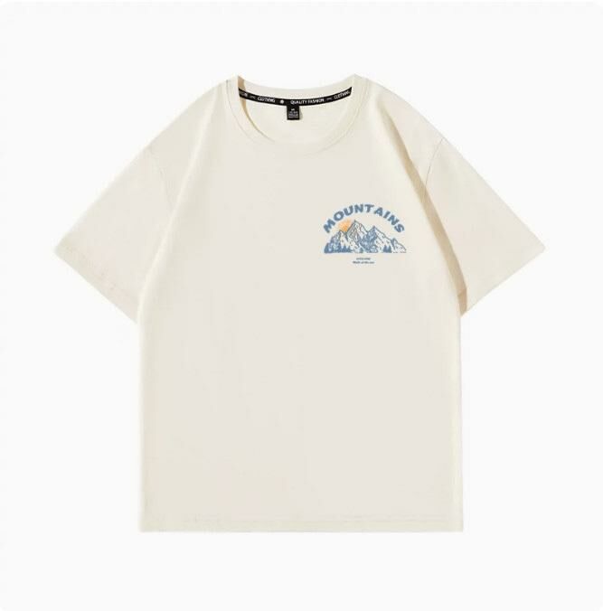 Casual Loose Short Sleeve T-Shirt (Beige Sunrise Mountain S-2XL) (Contact customer service to confirm the shipping size after placing an order)】