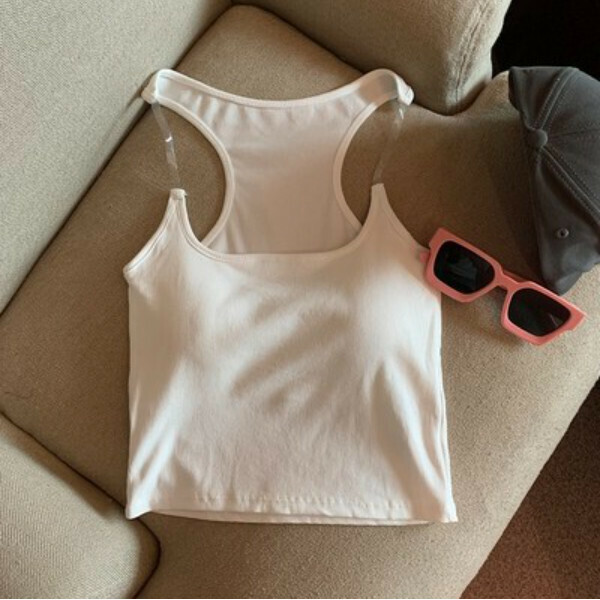 Camisole with chest pad (white) (one-size-fits-all: recommended weight 85-130 pounds)】