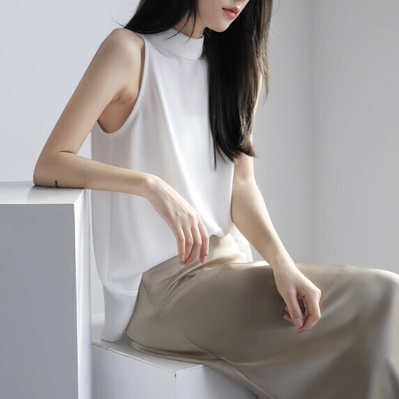 Temperament sleeveless shirt women's summer (white [size S_L] (contact customer service to confirm the shipping size after placing an order)]