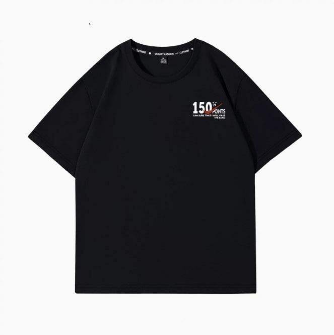 Casual loose short-sleeved T-shirt (black full score white S-2XL size) (contact customer service to confirm the shipping size after placing an order)】