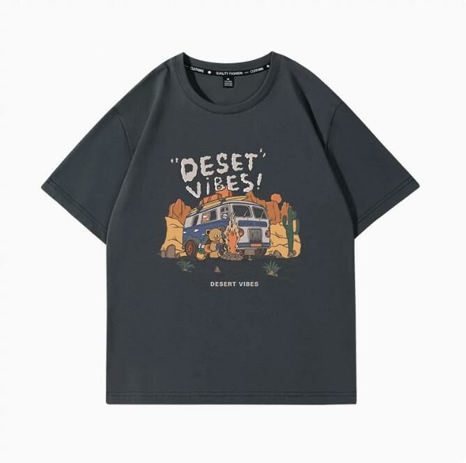 Summer Short Sleeve T-Shirt (Quiet Gray Desert Atmosphere S-2XL Size) (Contact customer service to confirm the shipping size after placing an order)】