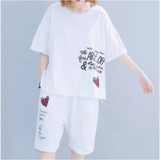 激抵寬鬆休閒套裝【白色】 (尺碼：L-4XL碼) (下單後聯繫客服確認發貨尺碼)】