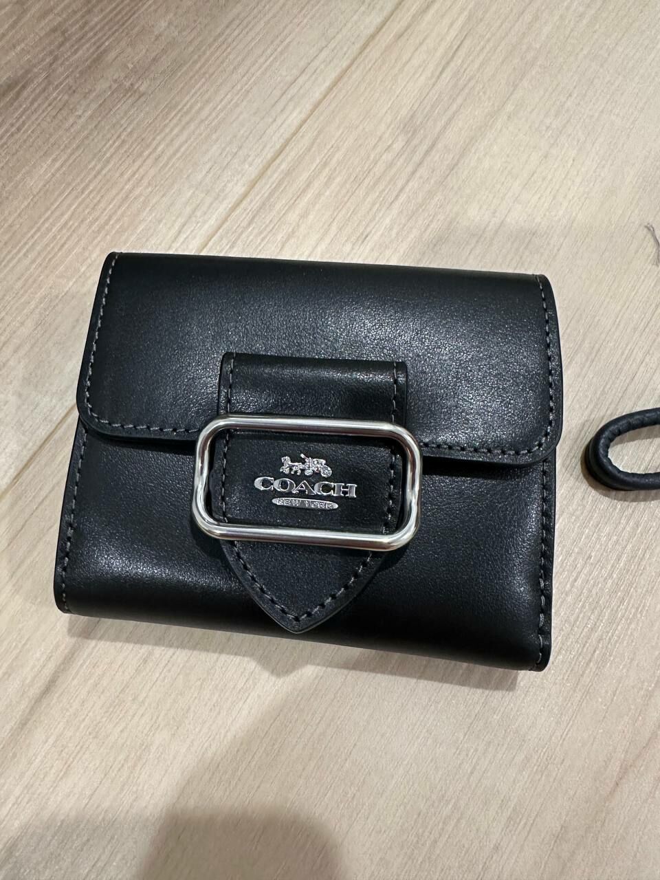 [S] COACH CP461 SMALL MORGAN LEATHER WALLET,BLACK, 196395167692 (SCO795)