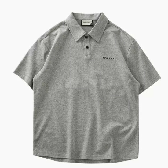 Loose casual collared short-sleeved T-shirt (S-2XL flower gray) (contact customer service to confirm the shipping size after placing an order)】