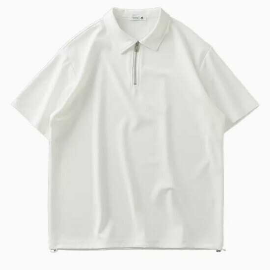 Loose casual collared short-sleeved T-shirt (M-3XL white) (contact customer service to confirm shipping size after placing an order)】