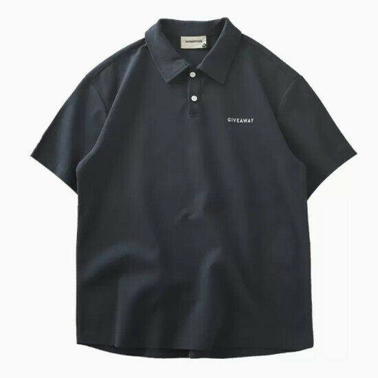 Loose casual collared short-sleeved T-shirt (S-2XL navy blue) (contact customer service to confirm shipping size after placing an order)】