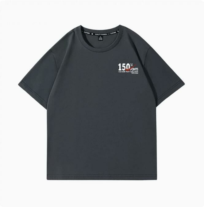 Casual loose short-sleeved T-shirt (quiet gray full score white S-2XL size) (contact customer service to confirm the shipping size after placing an order)】