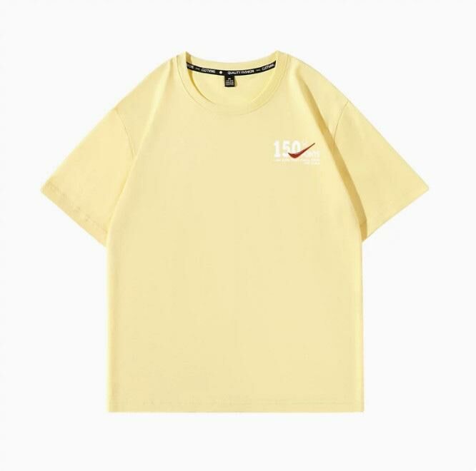 Casual loose short-sleeved T-shirt (cream yellow full score white S-2XL size) (contact customer service to confirm the shipping size after placing an order)】