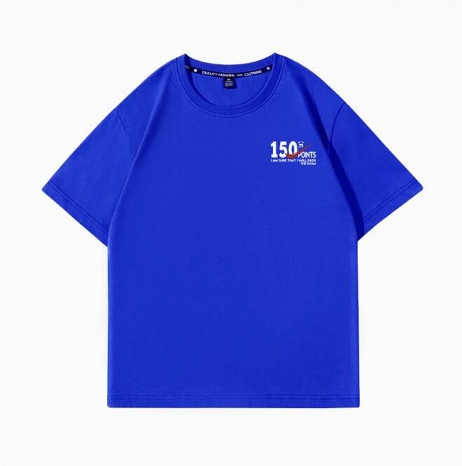 Casual loose short-sleeved T-shirt (royal blue full score white S-2XL size) (contact customer service to confirm the shipping size after placing an order)】