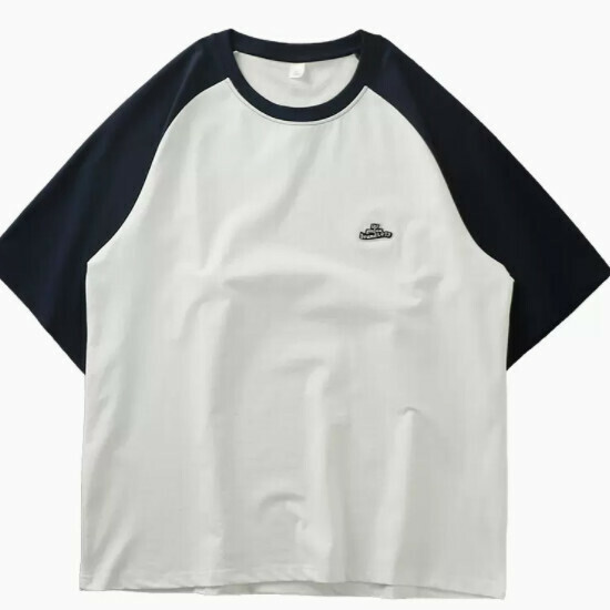 Loose casual short-sleeved T-shirt (M-3XL white and blue) (contact customer service to confirm the shipping size after placing an order)】