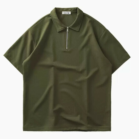 Loose casual collared short-sleeved T-shirt (M-3XL army green) (contact customer service to confirm shipping size after placing an order)】