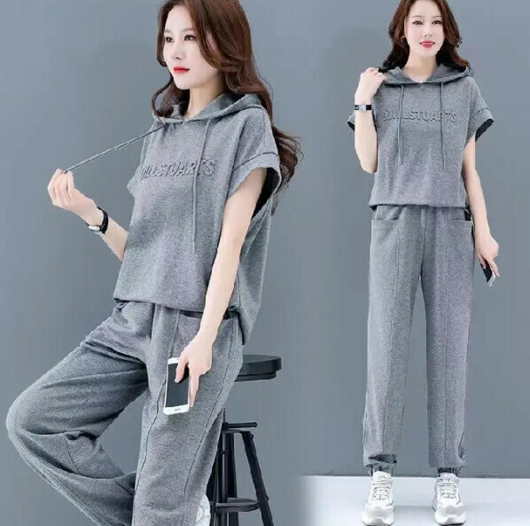 Fashion Hooded Casual Suit [Gray] (Size: M-4XL) (Contact customer service to confirm the shipping size after placing the order)】