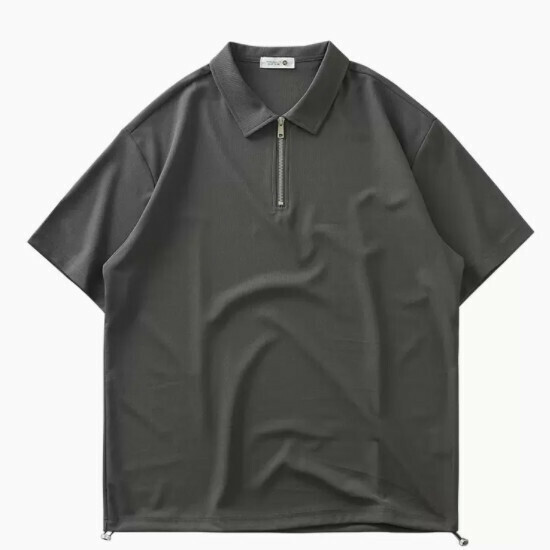 Loose casual collared short-sleeved T-shirt (M-3XL dark gray) (contact customer service to confirm shipping size after placing an order)】