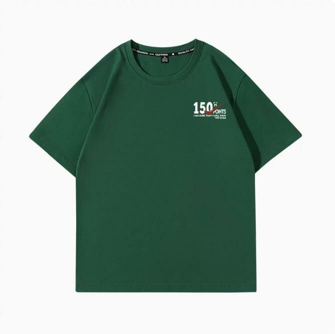 Casual loose short-sleeved T-shirt (dark green full score white S-2XL size) (contact customer service to confirm the shipping size after placing an order)】