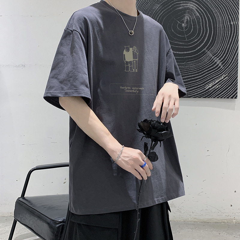[1 piece] casual loose T-shirt (M-5XL DF376 gray) [Please contact customer service to confirm the shipping size after placing an order]]