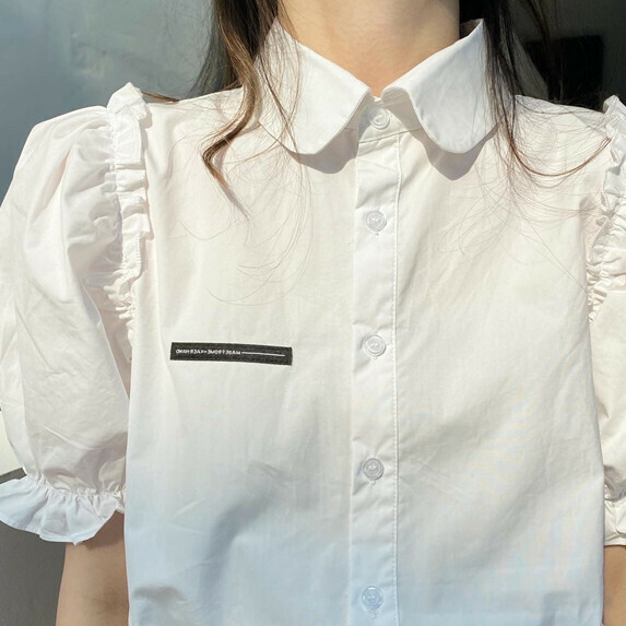 Chic Shirt Women's Short Sleeve Summer (White [M_L size] (contact customer service to confirm the shipping size after placing an order)】