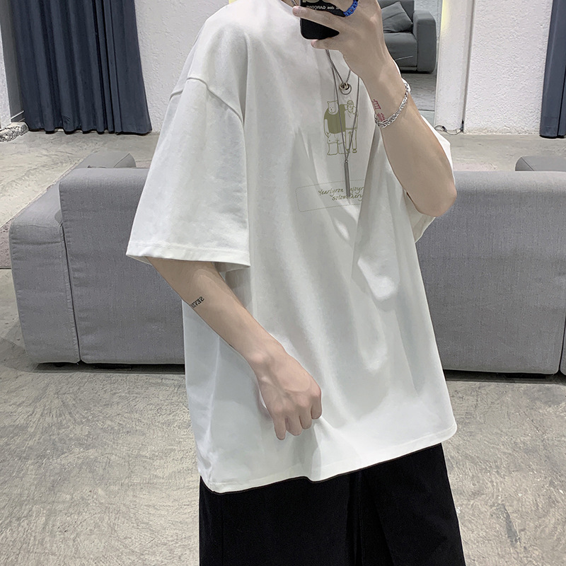 [1 piece] casual loose T-shirt (M-5XL DF376 white) [Please contact customer service to confirm the shipping size after placing an order]]