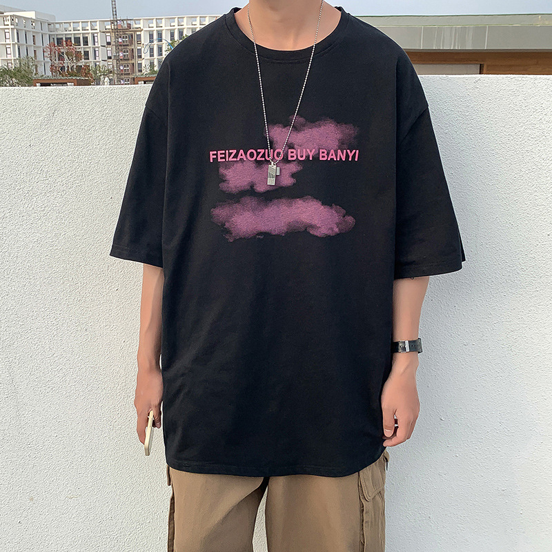 [1 piece] casual loose T-shirt (M-5XL size DF304 black) [Please contact customer service to confirm the shipping size after placing an order]]