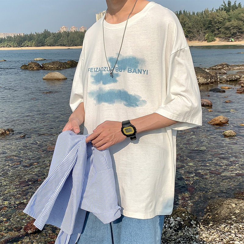 [1 piece] casual loose T-shirt (M-5XL DF304 white) [Please contact customer service to confirm the shipping size after placing an order]]