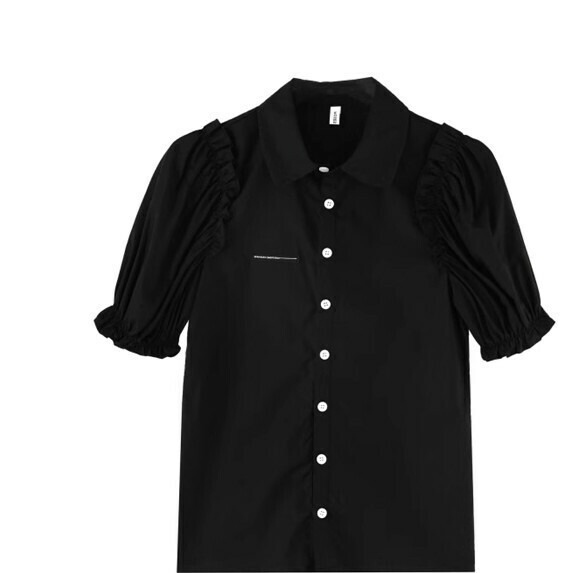 Chic Shirt Women's Short Sleeve Summer (Black [M_L Size] (Contact Customer Service to Confirm Shipping Size after placing an order)】