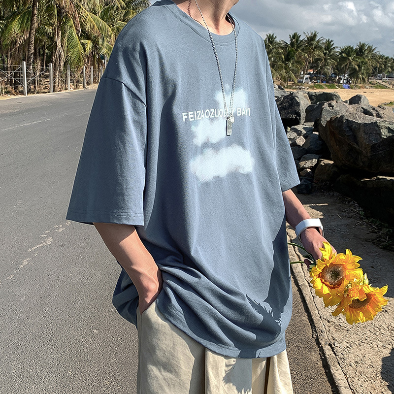[1 piece] casual loose T-shirt (M-5XL DF304 gray blue) [Please contact customer service to confirm the shipping size after placing an order]]