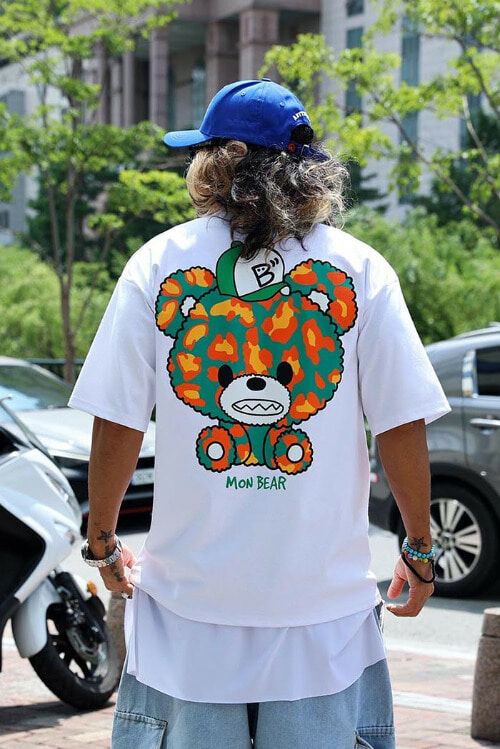 豹紋熊寬鬆短袖T恤