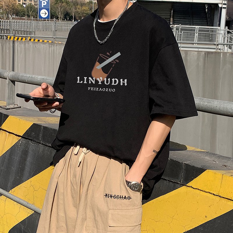 [1 piece] casual loose T-shirt (M-5XL DF384 black) [Please contact customer service to confirm the shipping size after placing an order]]