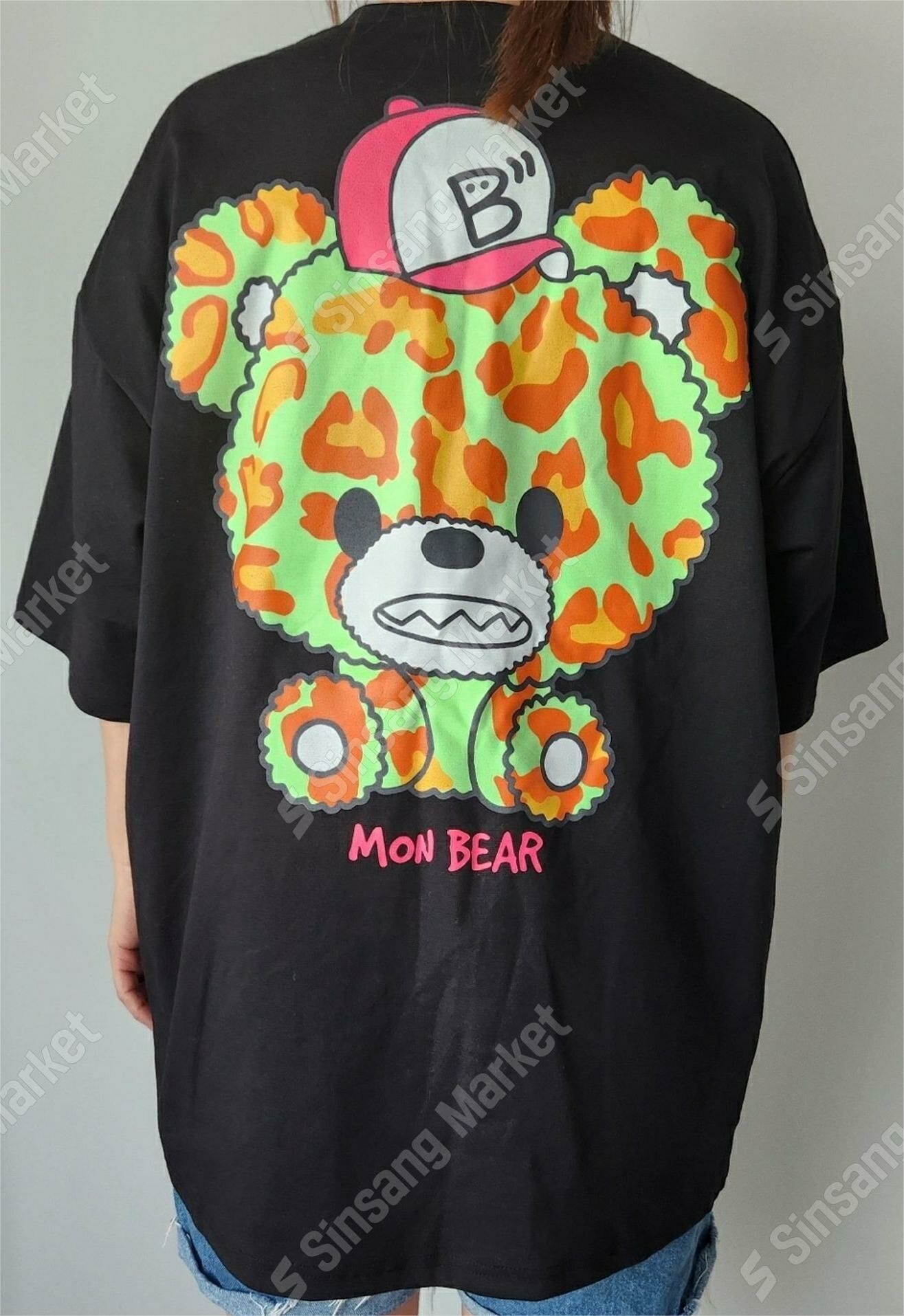 豹紋熊寬鬆短袖T恤