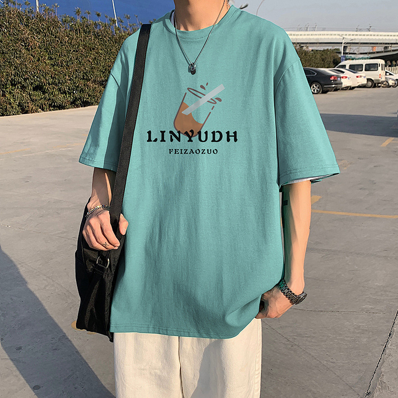 [1 piece] casual loose T-shirt (M-5XL DF384 stone blue) [Please contact customer service to confirm the shipping size after placing an order]]