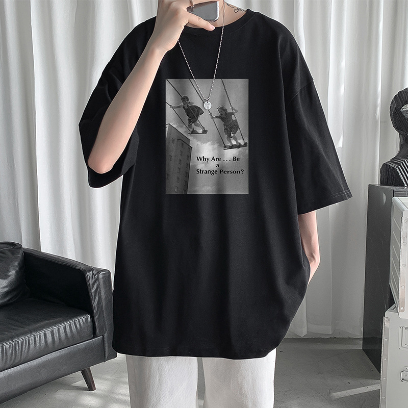 [1 piece] casual loose T-shirt (M-5XL DF387 black) [Please contact customer service to confirm the shipping size after placing an order]]