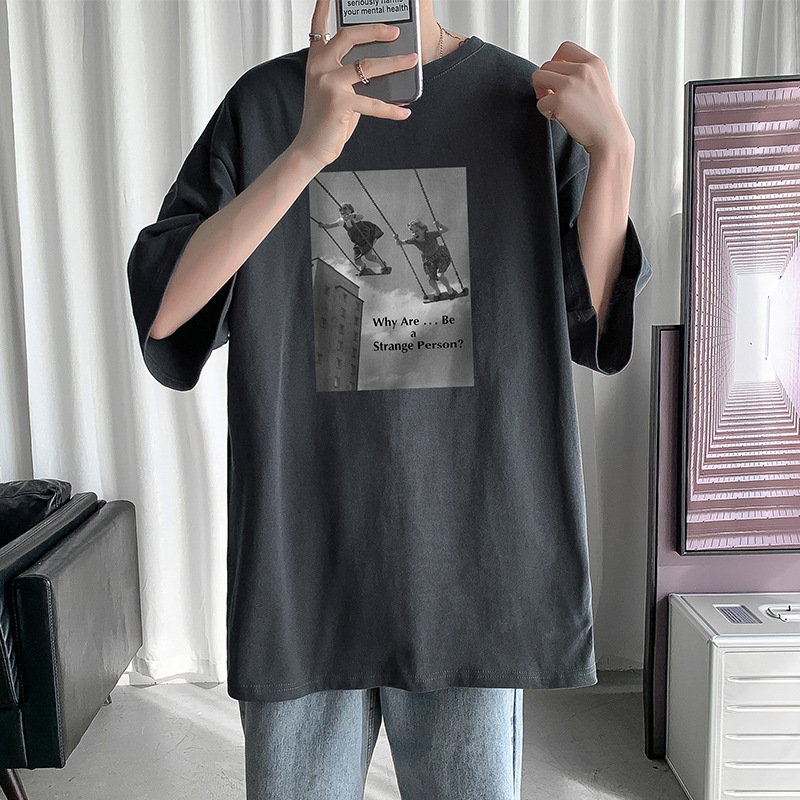 [1 piece] casual loose T-shirt (M-5XL DF387 dark gray) [Please contact customer service to confirm the shipping size after placing an order]]
