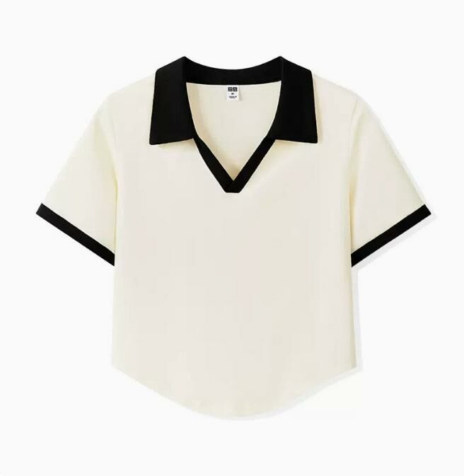 V-neck short-sleeved top (beige S-XL) (contact customer service to confirm shipping size after placing an order)】
