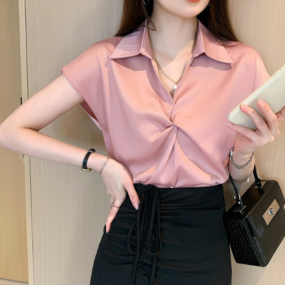 Temperament Shirt Women's Short Sleeve Summer (Pink [S_XL size] (contact customer service to confirm the shipping size after placing an order)】