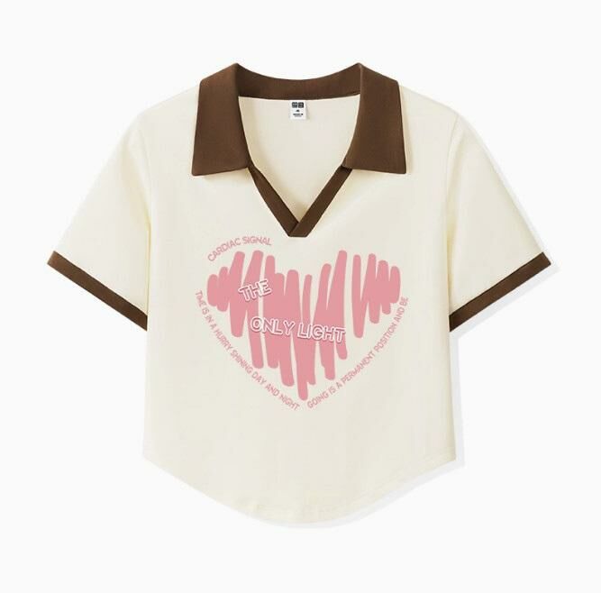 Slim and slim short T-shirt (beige brown graffiti S-XL size) (contact customer service to confirm the shipping size after placing an order)】