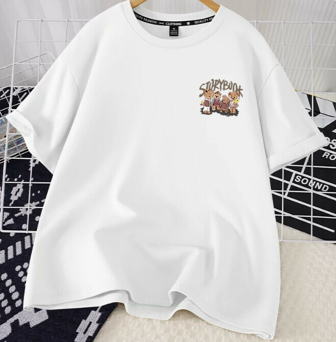 Casual Loose Short Sleeve T-Shirt (White Vintage Storybook S-2XL Size) (Contact customer service to confirm shipping size after placing an order)】
