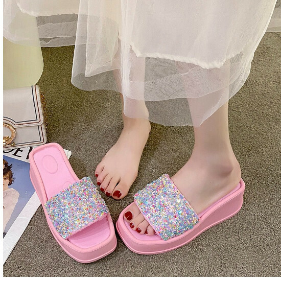 Thick-soled women's slippers [pink] size [size 35-43] [Please contact customer service to confirm the shipping size after placing an order]]