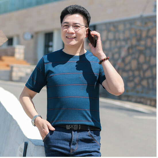 Round neck short-sleeved T-shirt [7733 blue] size [M-XXXL] [contact customer service to confirm the shipping size after placing an order]]