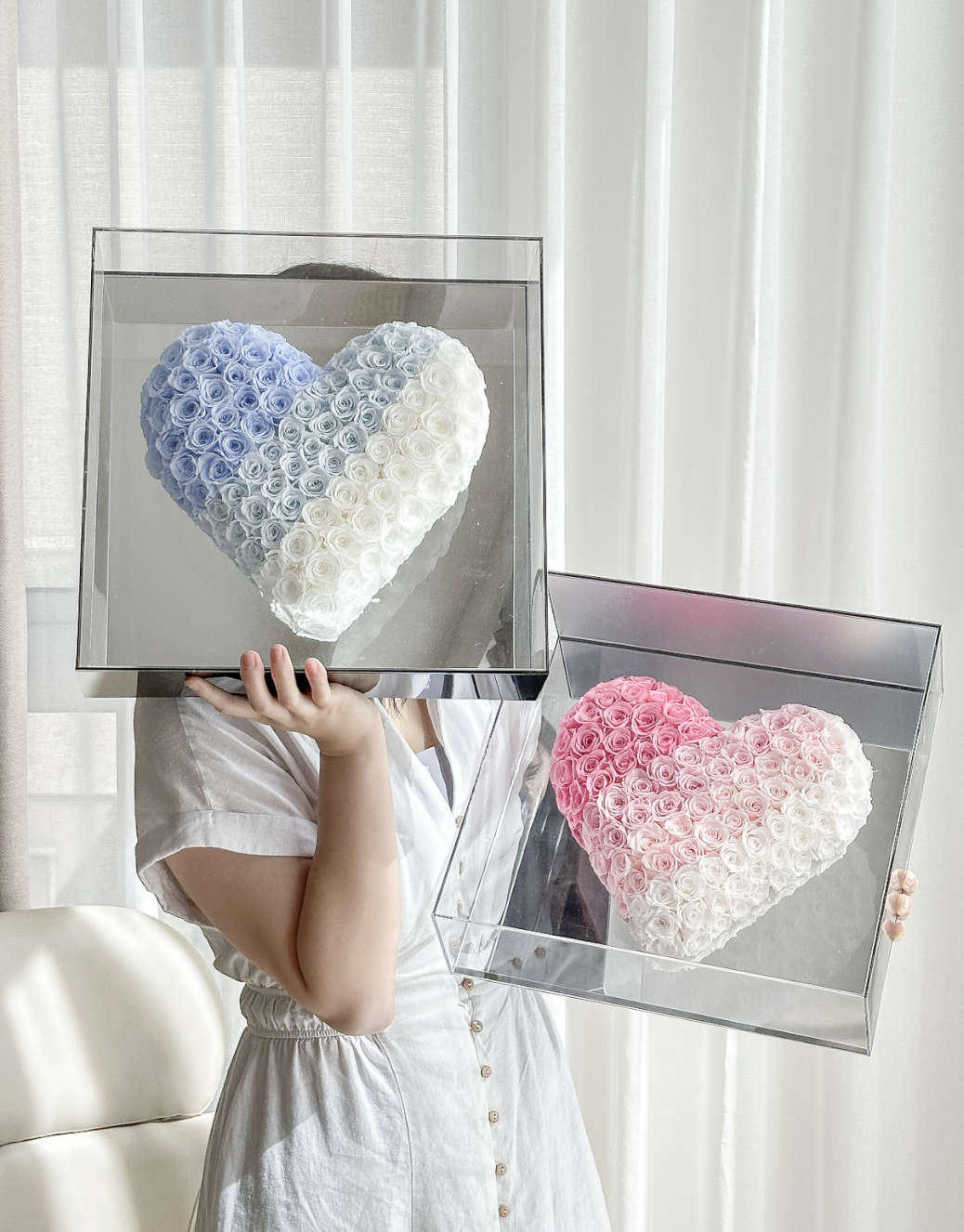 兩組優惠！愛心永生花盒/ 80-100朵