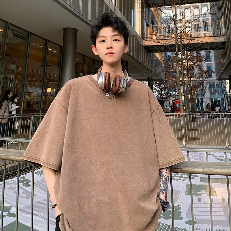Casual loose T-shirt (S-4XL coffee color) [Please contact customer service to confirm the shipping size after placing an order]]