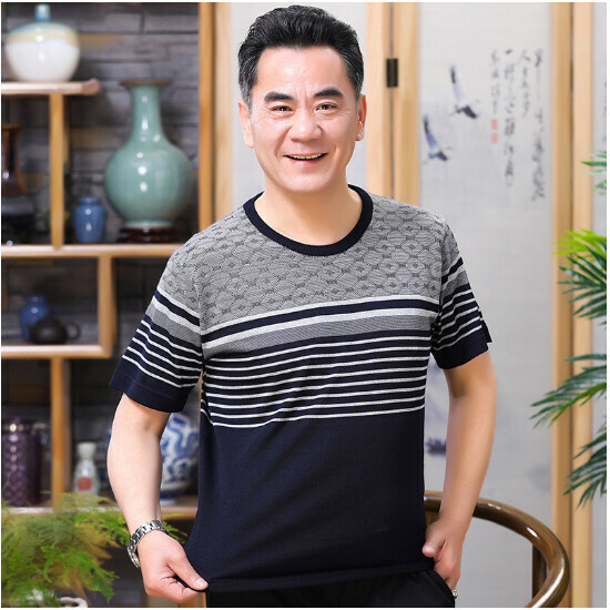 Crew neck short sleeve T-shirt [R61 navy blue] size [M-XXXL] [contact customer service to confirm the shipping size after placing an order]]