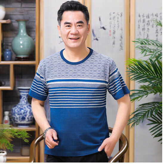 Round neck short-sleeved T-shirt [R61 blue] size [M-XXXL] [contact customer service to confirm the shipping size after placing an order]]