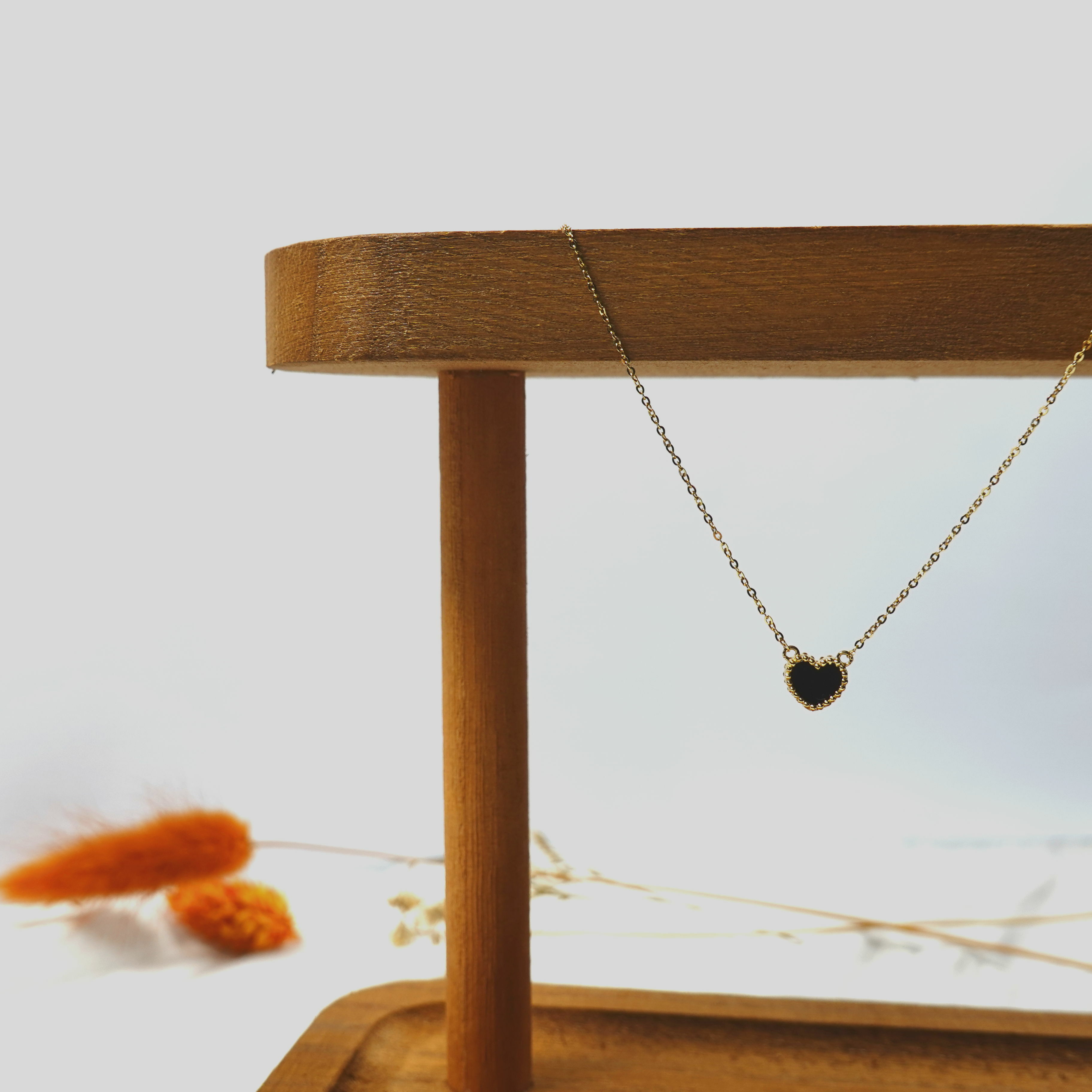 黑魅愛語：14K金愛心琺瑯項鍊－黑