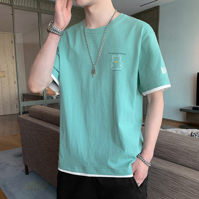 Casual loose T-shirt (M-4XL T361 pink green) [Please contact customer service to confirm the shipping size after placing an order]]