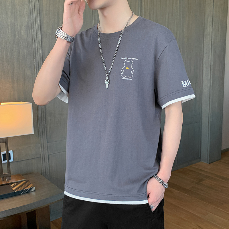 Casual loose T-shirt (M-4XL T361 black gray) [Please contact customer service to confirm the shipping size after placing an order]]