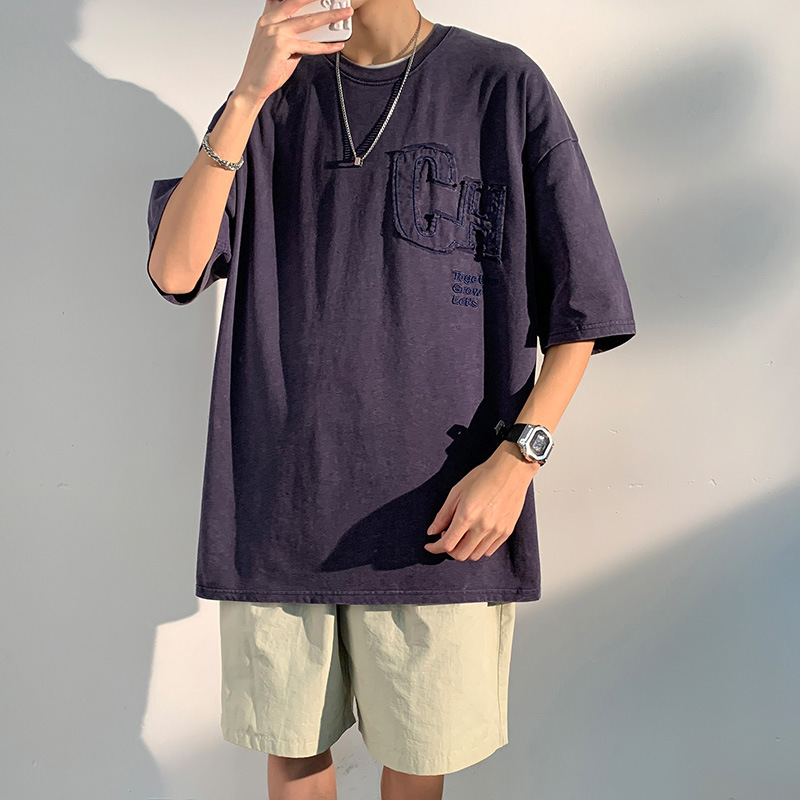 Casual loose T-shirt (M-3XL size -219 navy blue) [Please contact customer service to confirm the shipping size after placing an order]]