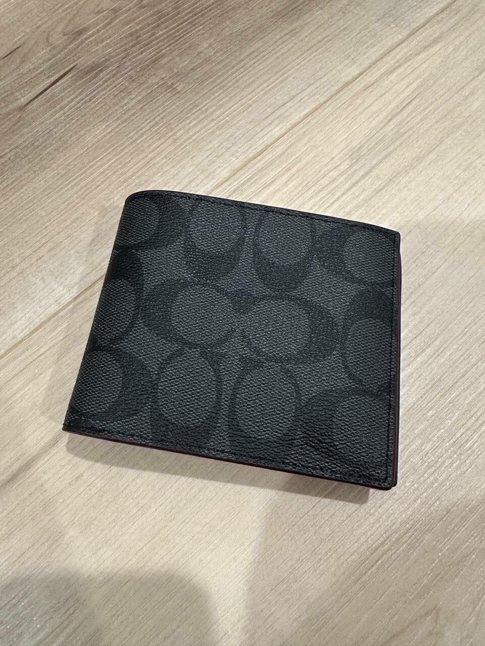 [S] COACH CR905 3 IN 1 WALLET IN SIGNATURE CANVAS,BLACK/OXBLOOD, 196395316755 (SCO808)